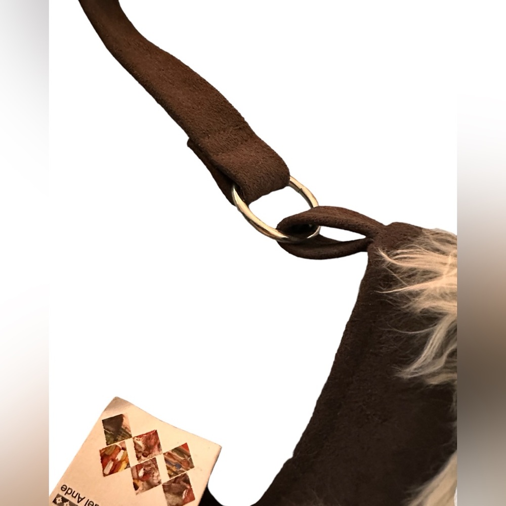 Awana Wasi Baby Alpaca Shoulder Bag, Cream Brown Suede Strap - Picture 3 of 9